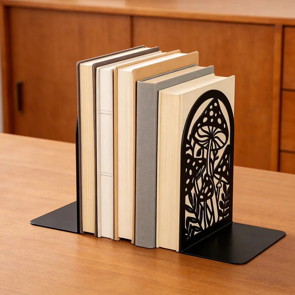 Modern Metal Bookends — Heavy Duty Decorative Support for Bookshelves