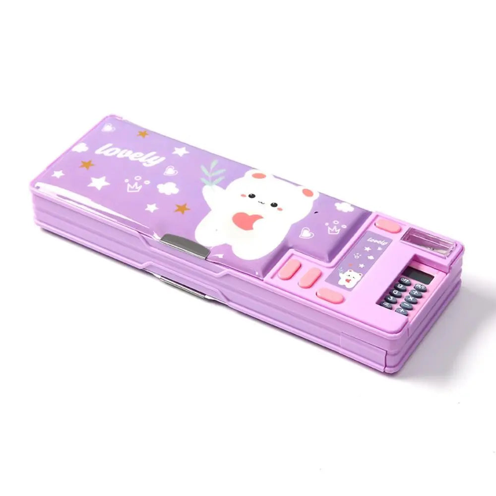 Double Layer Pencil Case — Multi-Functional Stationery Box with Calculator