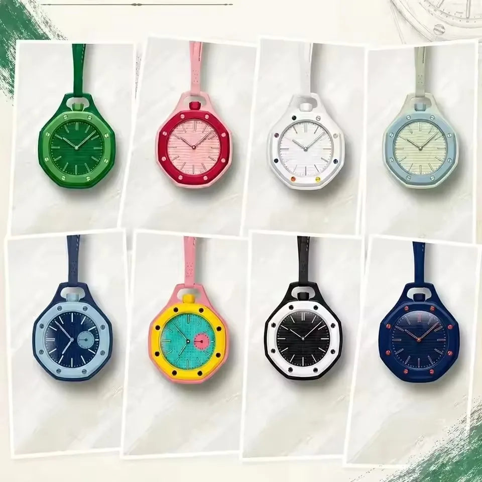 Silicone Pocket Watch with Sling — Portable Quartz Timepiece, Multicolor