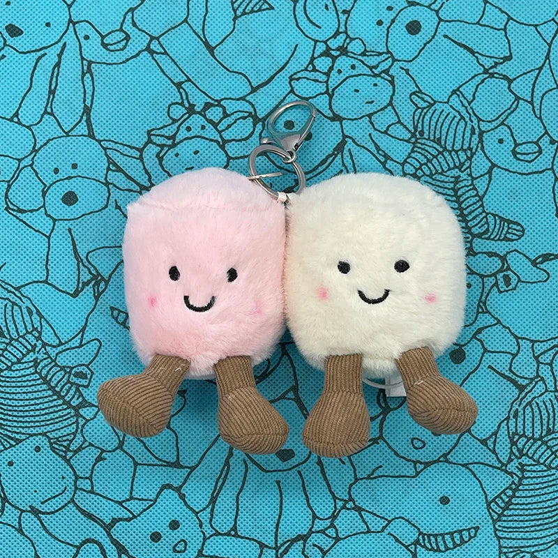 Assorted Plush Keychain Charms — Cute Animal & Food Bag Accessories