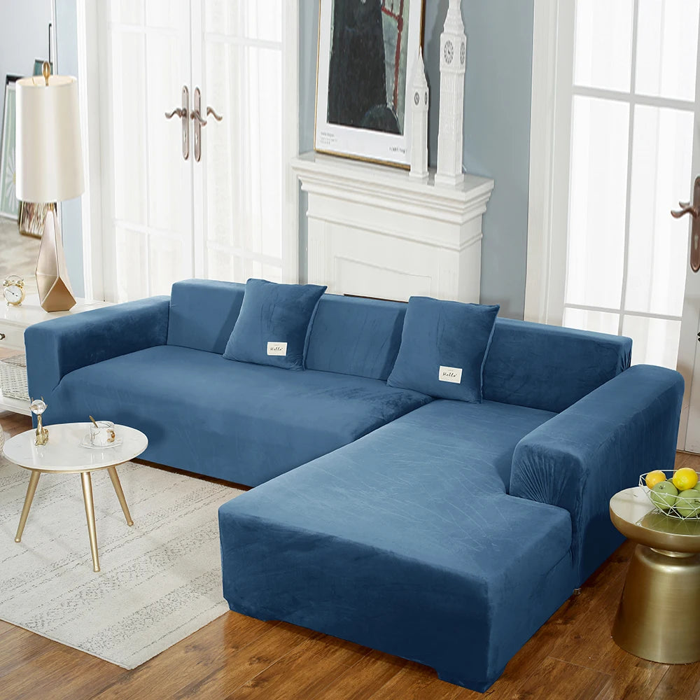 airldianer Velvet Sofa Cover — Luxury Elastic Slipcover for L-Shaped & Sectional Sofas