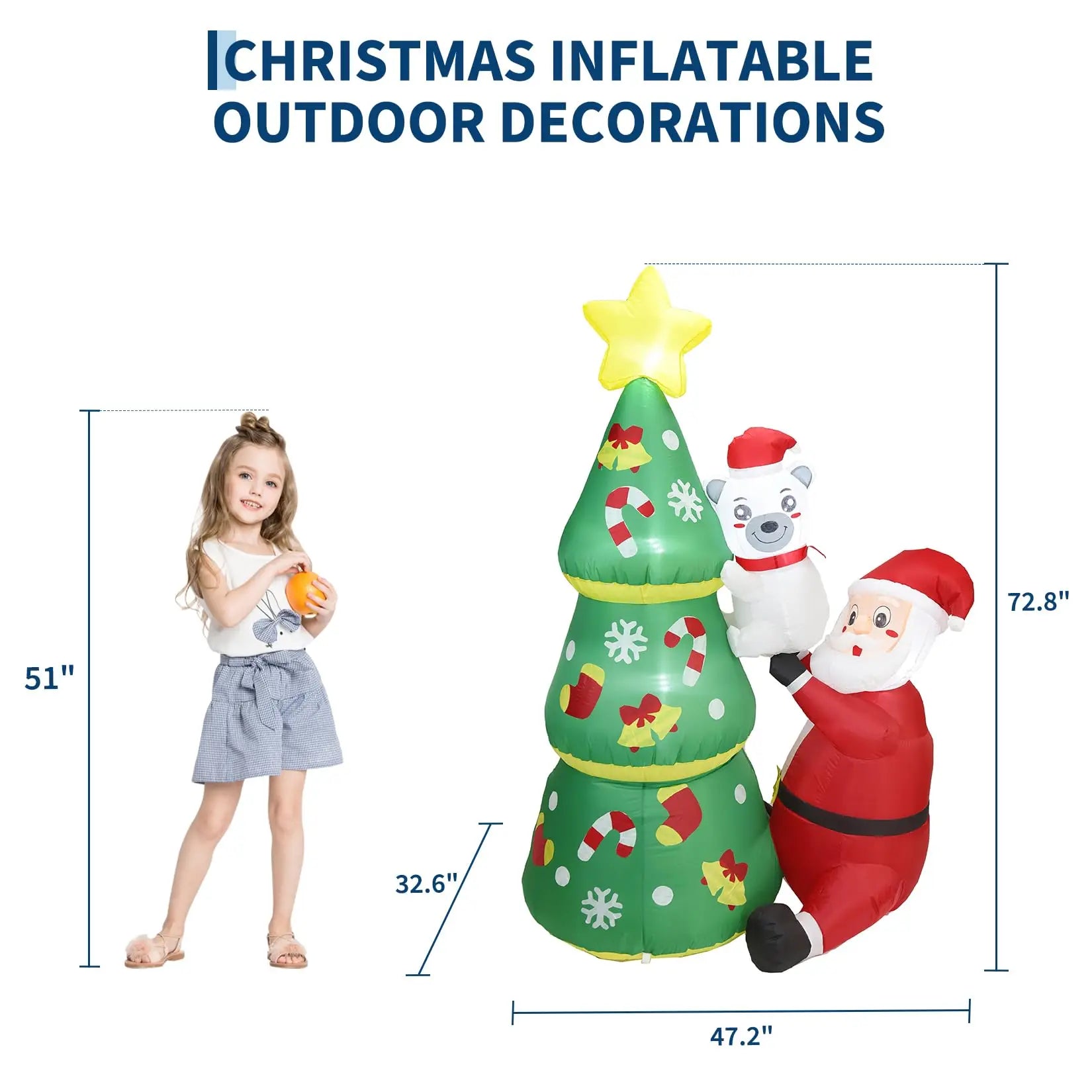 LED Inflatable Christmas Tree — Santa and Polar Bear Outdoor Holiday Decor
