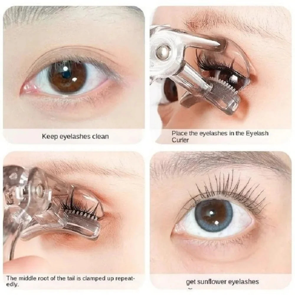 Dual-Type Eyelash Curler with Comb — Wide and Partial Clip Options