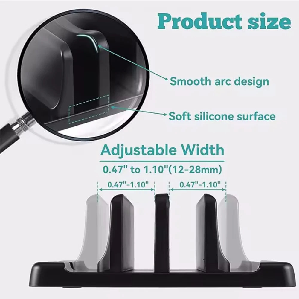 Adjustable Vertical Laptop Stand — Space-Saving Desktop Organizer