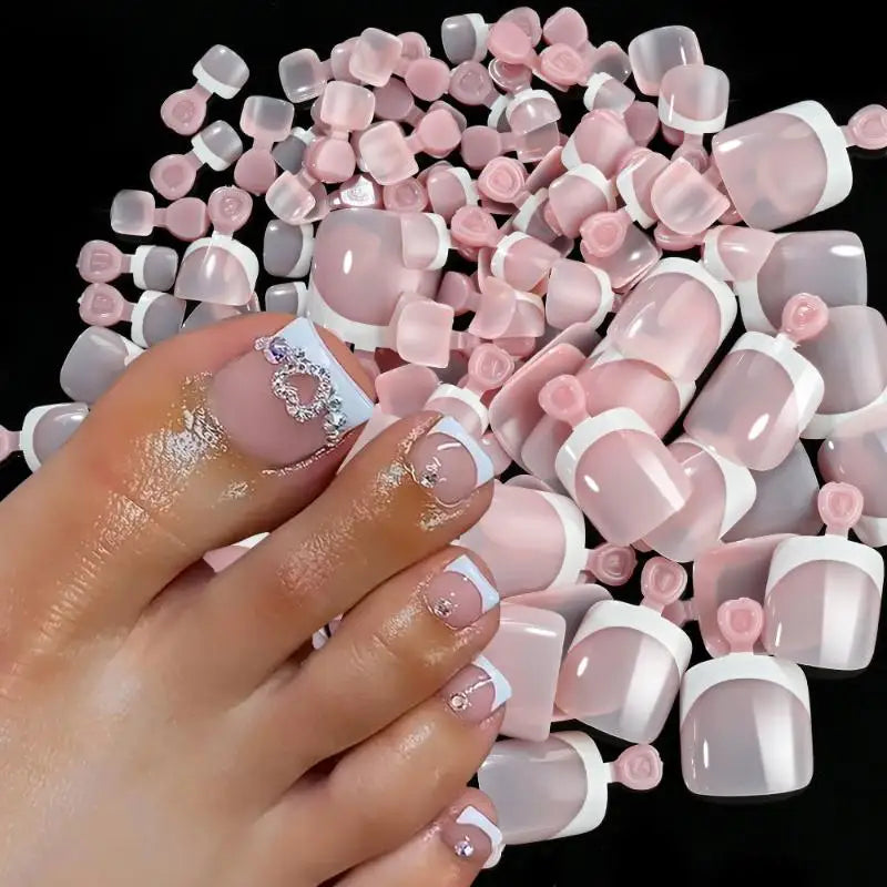 JCSYFAC Press On Toenails — 120 Piece Full Cover Set, Short Square Style
