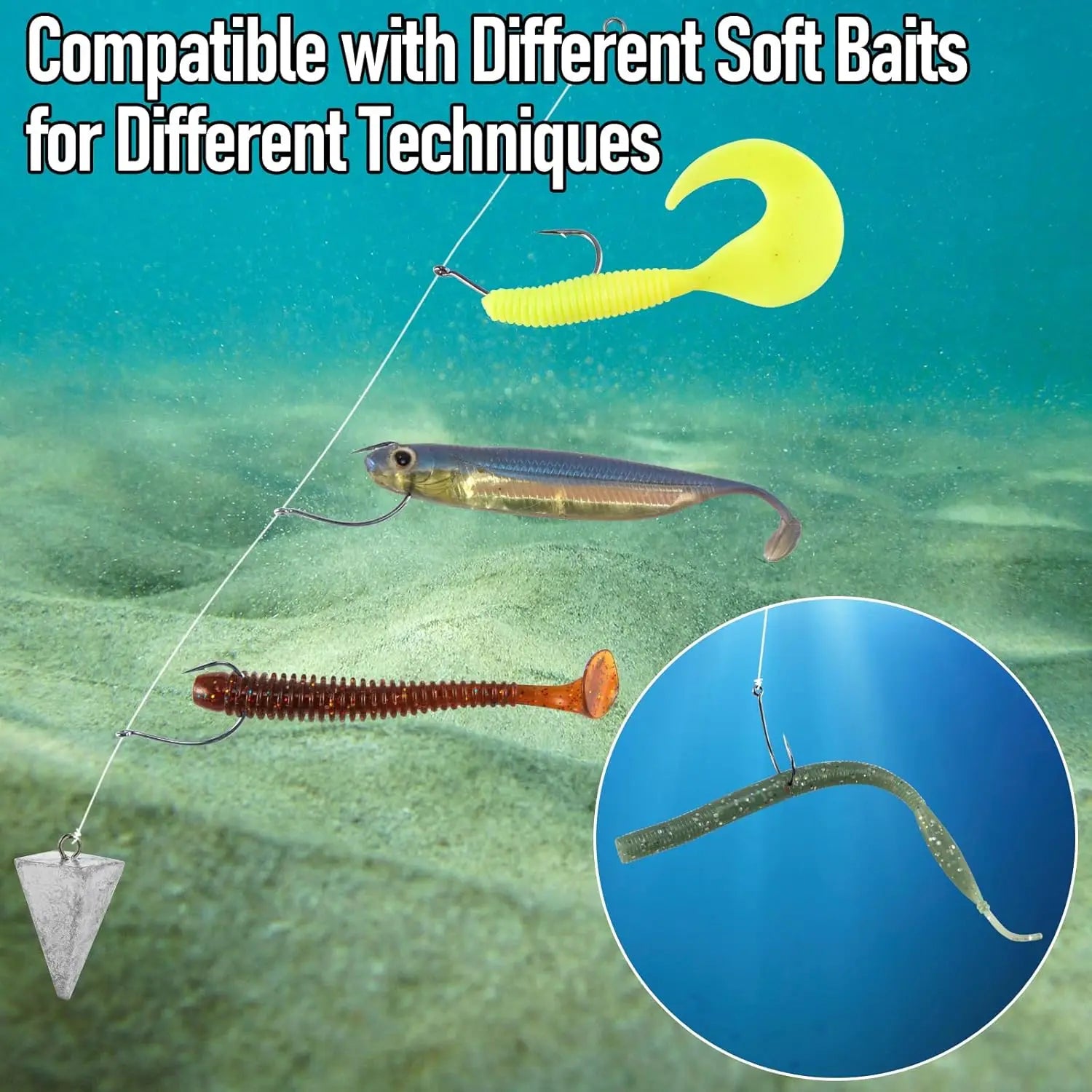 FishTrip High Carbon Steel Fishing Hooks — Versatile Drop Shot & Wacky Rig Set