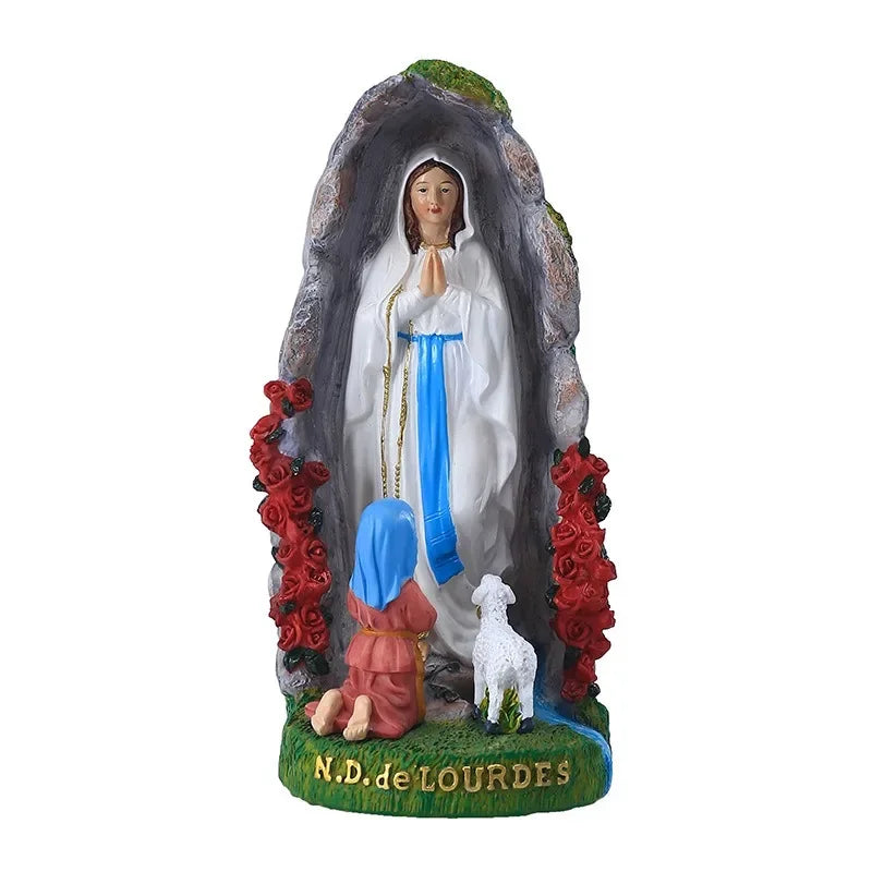 Our Lady Mary Lourdes Resin Figurine — Classical Religious Statue for Home Decor