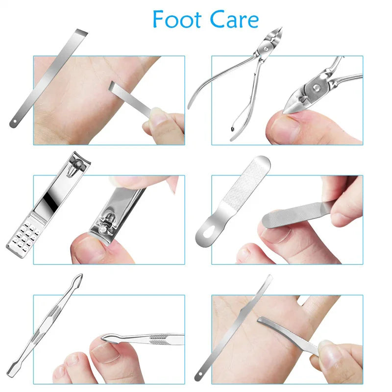 Professional 19-Piece Manicure Set — Stainless Steel Grooming Kit with Case