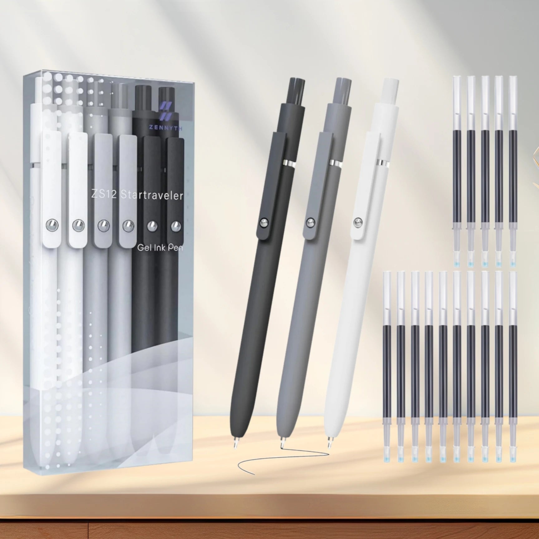 Smooth Writing Gel Pen Set — Fine Tip Black Ink for School and Office