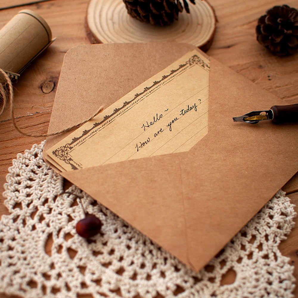 Kraft Paper Stationery Set — European Style Invitation Envelopes & Letter Pads
