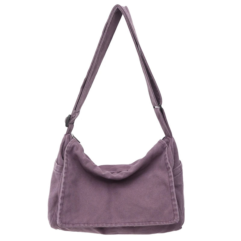 Men's Minimalist Messenger Bag — Large Capacity Canvas Shoulder Bag