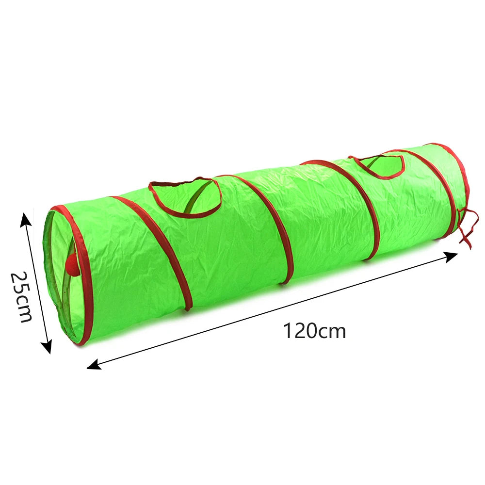 Christmas Cat Tunnel Toy — Foldable Interactive Play Tube for Kittens