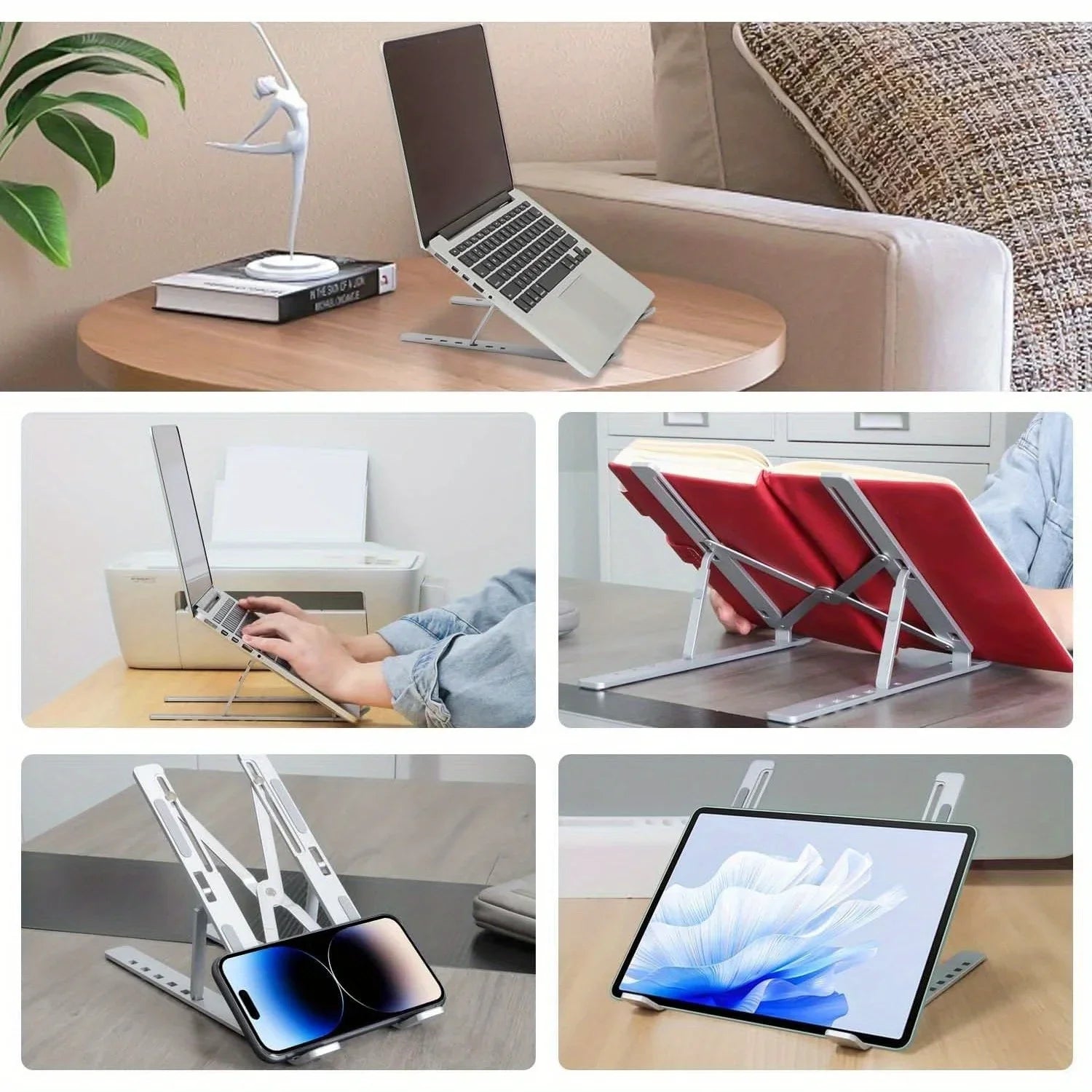 Adjustable Laptop Stand — Foldable Ergonomic Support for Tablets & Computers