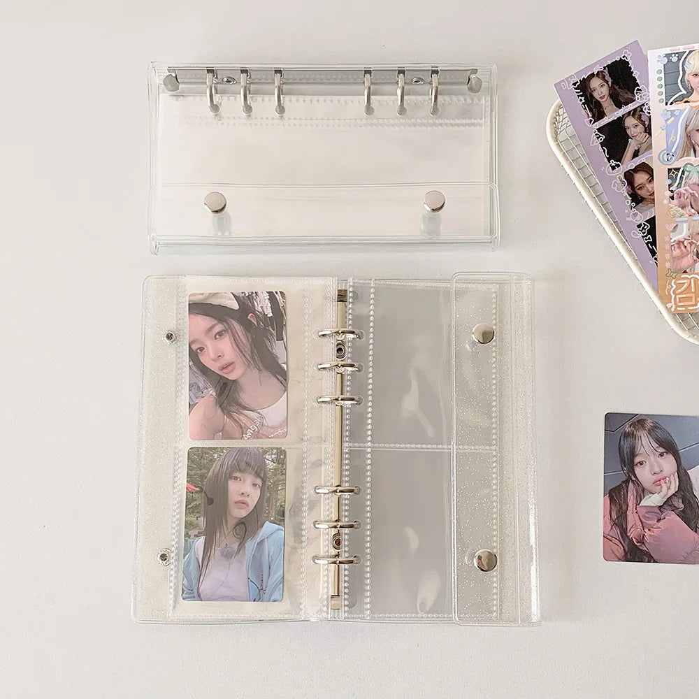 HarPaper Glitter Photo Booth Album — Clear A6 Binder for 2x6 Inch Photo Strips