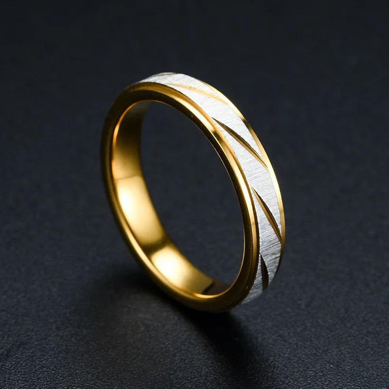 Classic Wave Pattern Couple Rings — Stainless Steel Promise Jewelry
