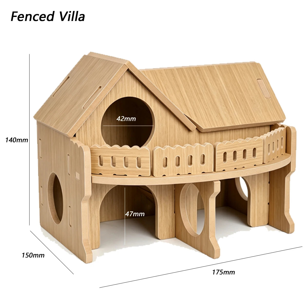 Wooden Multi-Chamber Hamster Villa — Small Pet Hideout and Activity Center