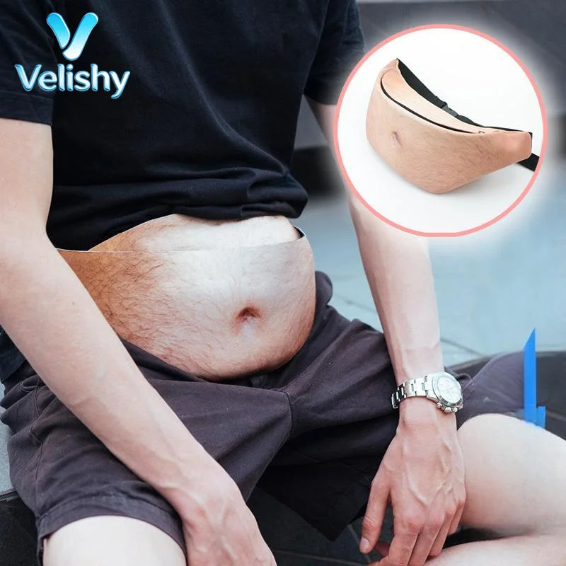 Realistic Fake Belly Fanny Pack — Funny Prank Waist Bag for Parties