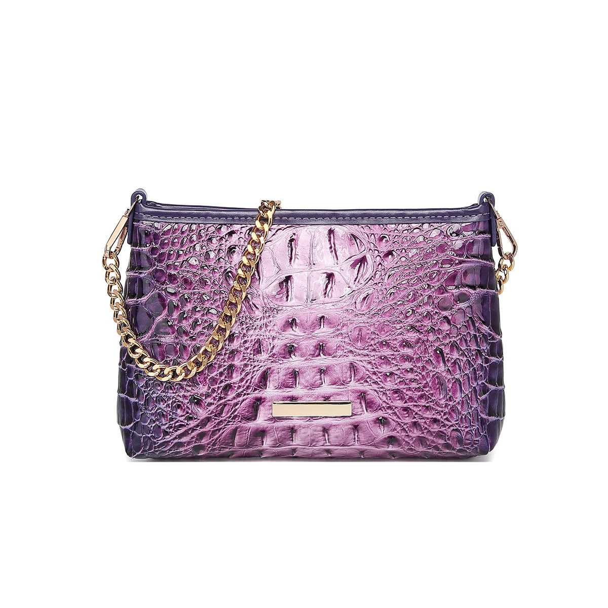 Women's Glossy Shoulder Bag — Detachable Chain Strap Crossbody Clutch