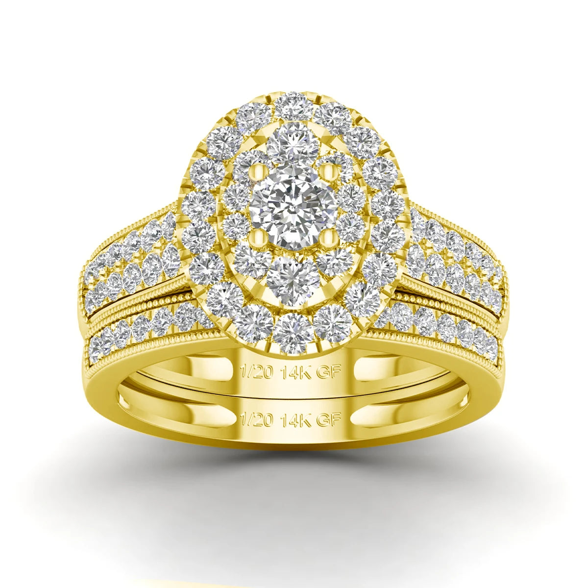 szjinao Moissanite Ring Set — 14K Gold Filled Stackable Bridal Jewelry
