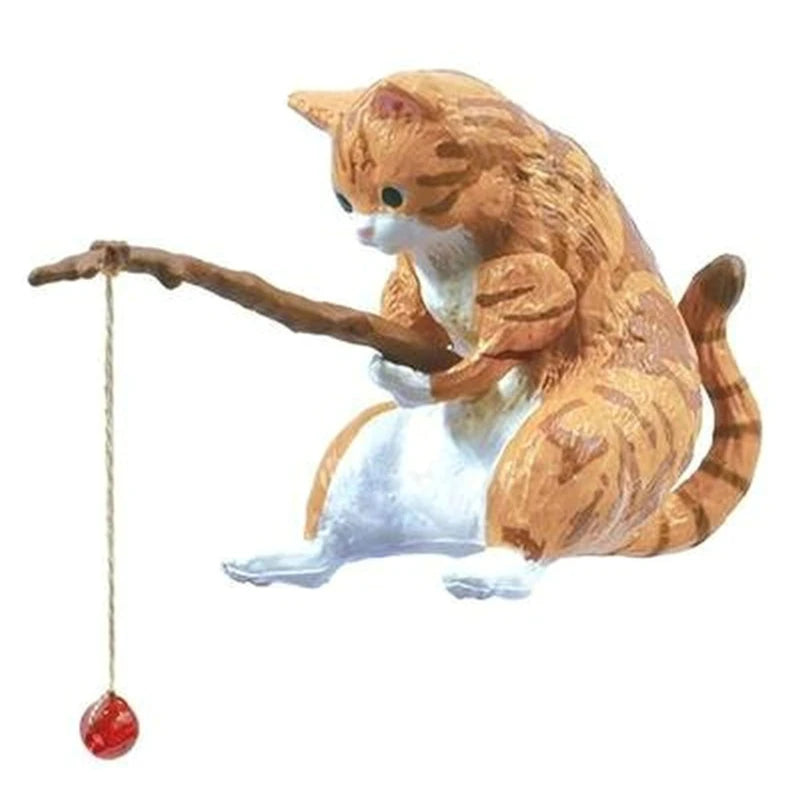 Cartoon Fishing Resin Ornament — Decorative Aquarium & Desk Accessory