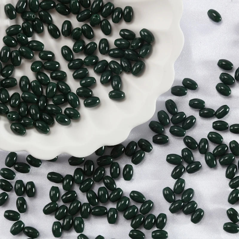 Oval Glass Rice Spacer Beads — Solid Color Jewelry Making Supplies