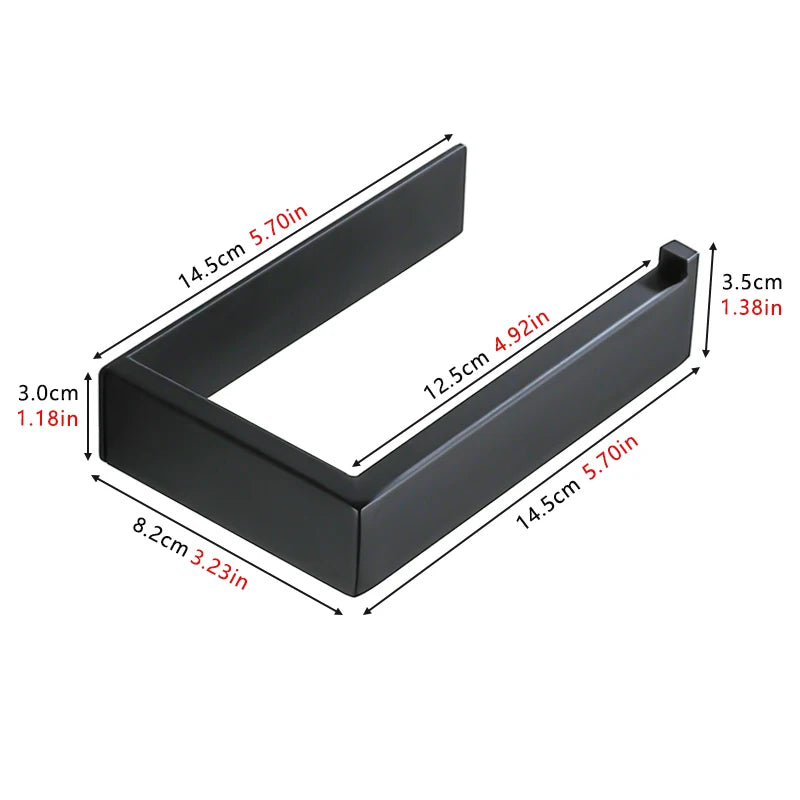 Gaomida Matte Black Toilet Paper Holder — Self-Adhesive Stainless Steel Wall Mount