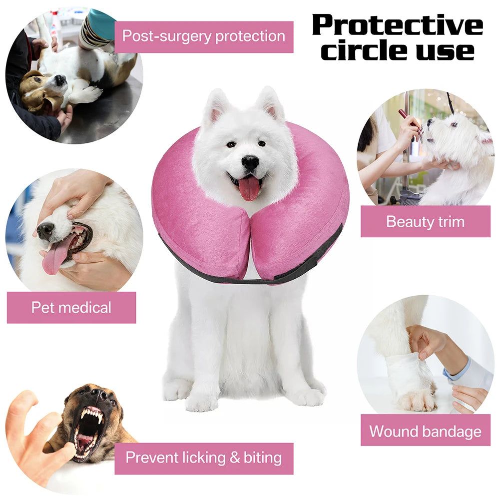 Inflatable Pet Recovery Collar — Soft Protective Cone for Dogs and Cats