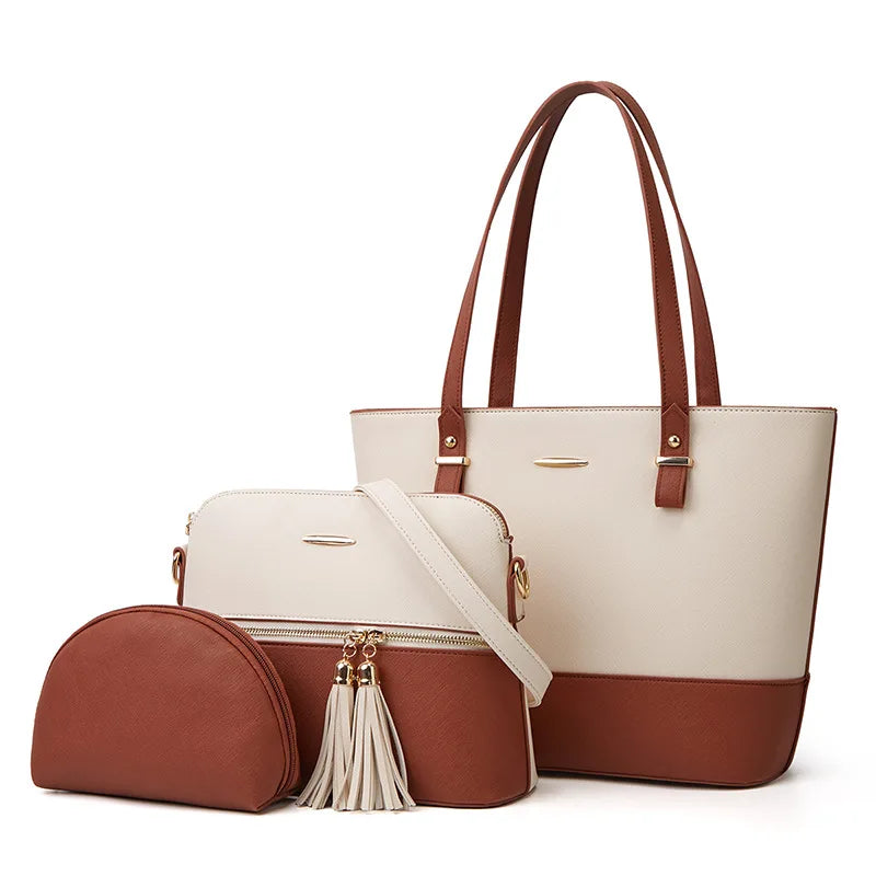 Kalsooni Women's 3-Piece Handbag Set — Fashionable Tote and Crossbody Bags