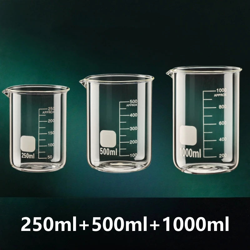 Borosilicate Glass Measuring Cup Set — Heat Resistant Graduated Beakers