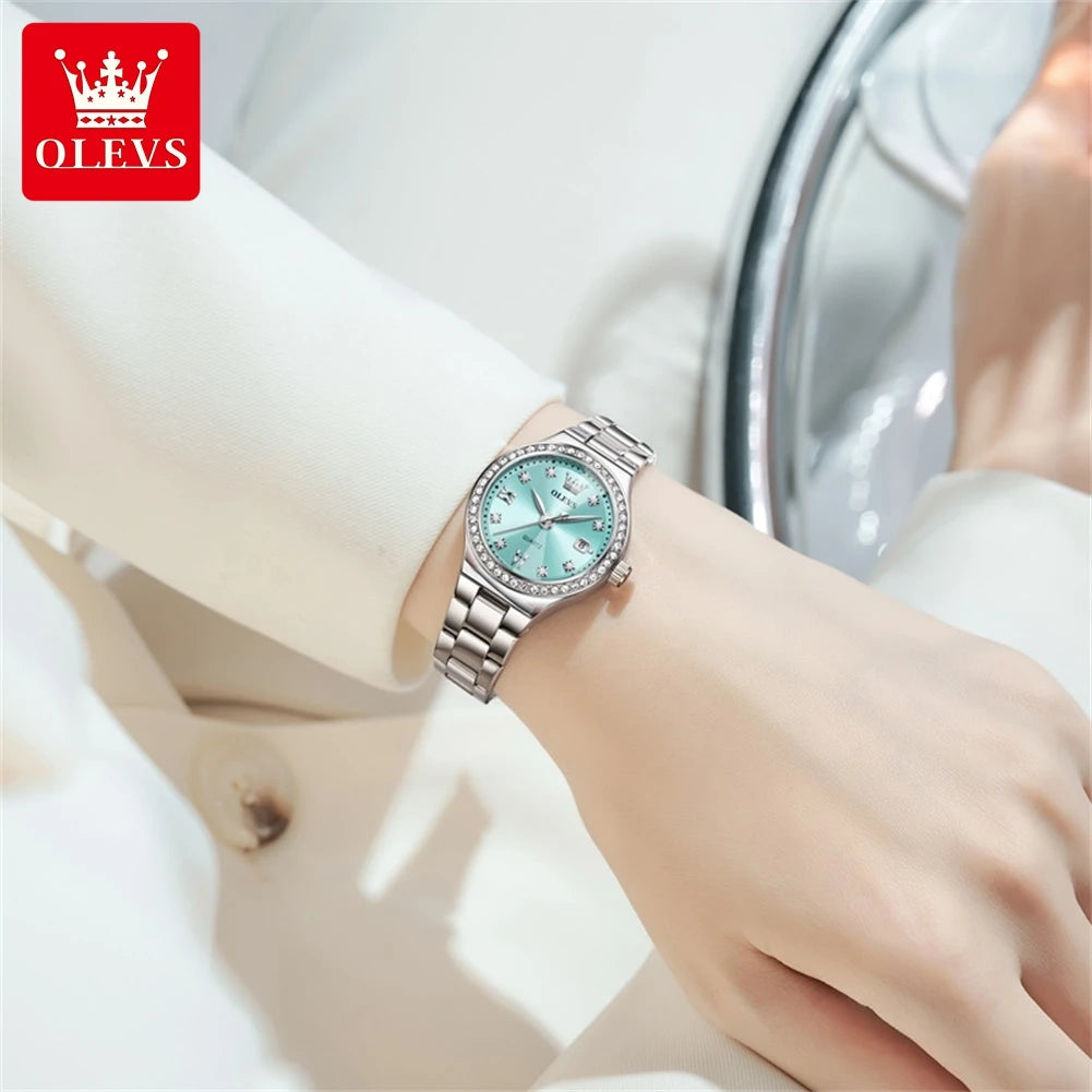 OLEVS 5628 Women's Quartz Watch — Elegant Stainless Steel Jewelry Gift