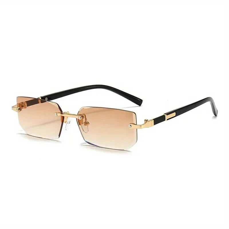 ZXWLYXGX Rimless Rectangle Sunglasses — Trendy Fashion Shades for Men and Women