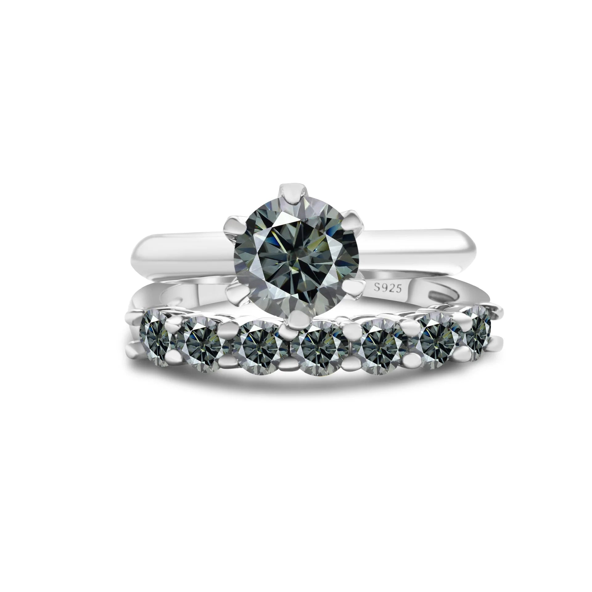 Moissanite Stackable Ring Set — 1.7CT S925 Sterling Silver Couple Rings