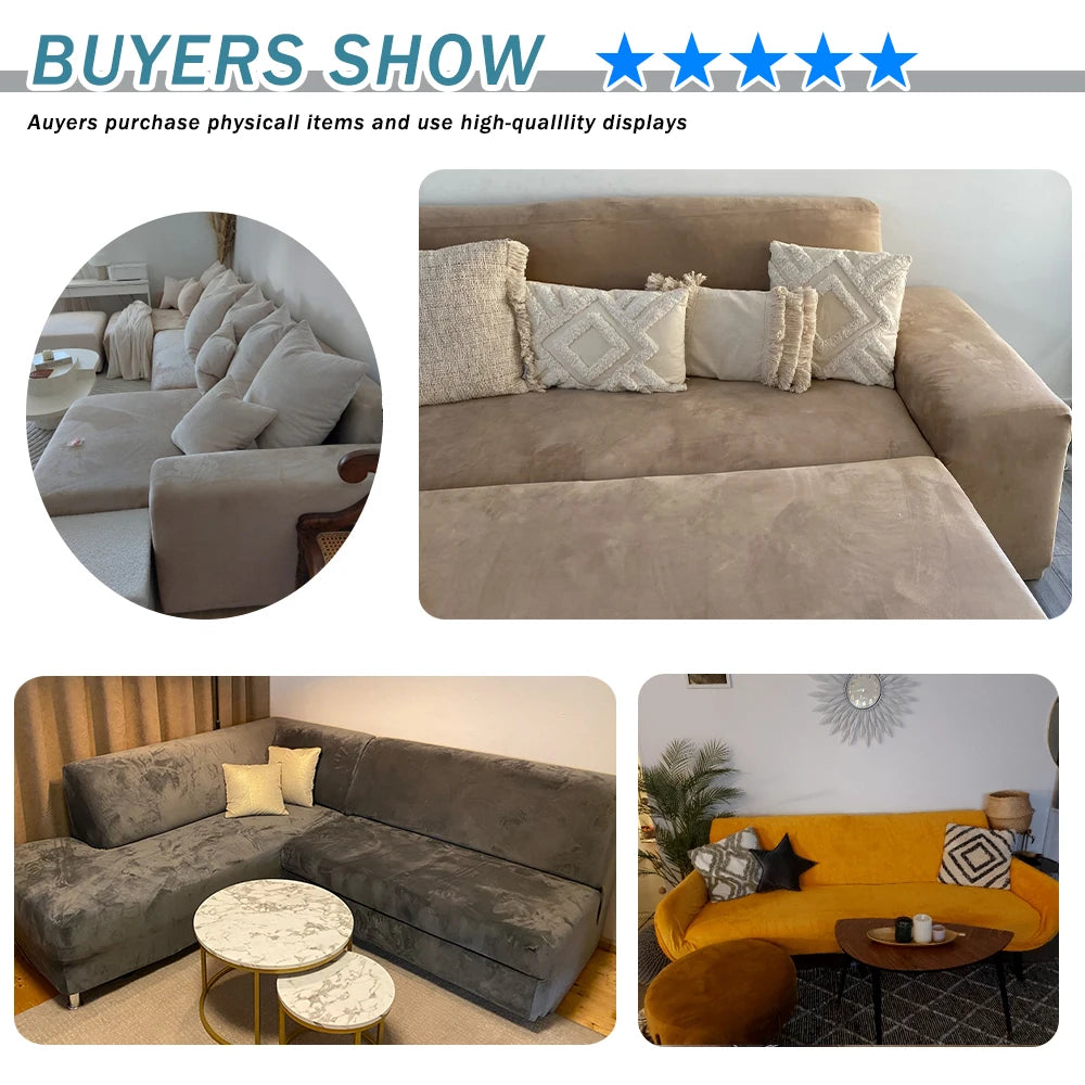 airldianer Velvet Sofa Cover — Luxury Elastic Slipcover for L-Shaped & Sectional Sofas