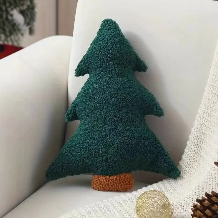 1pc Plush Christmas Tree Throw Pillow Cushion – Soft Xmas Tree Pillow Decoration for Home, Sofa and Holiday Display