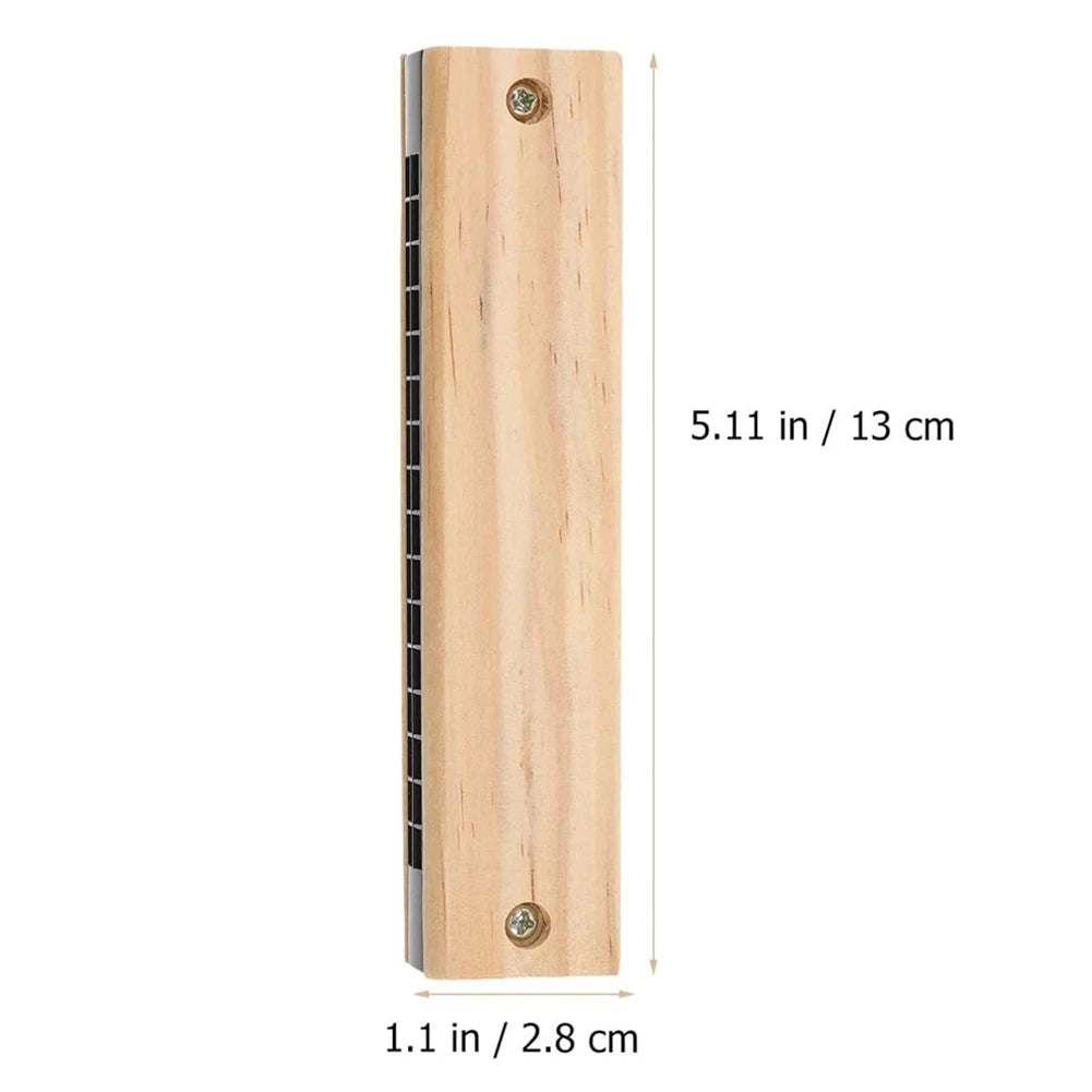 MEROCA Wooden 16-Hole Harmonica — Lightweight Musical Instrument for Beginners