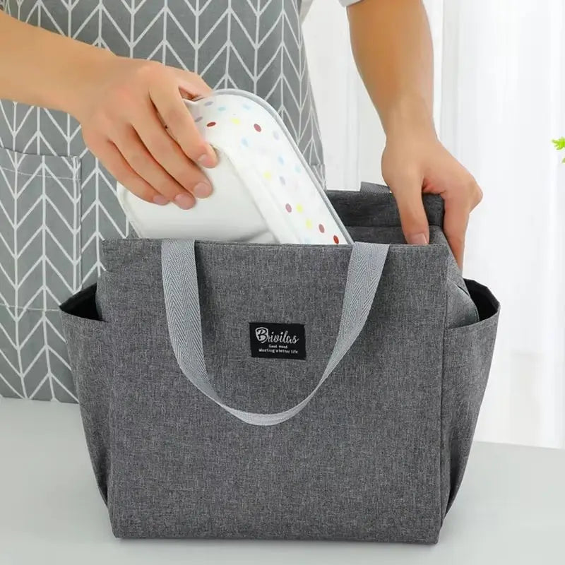 Insulated Lunch Tote — Portable Meal Storage with Side Pockets