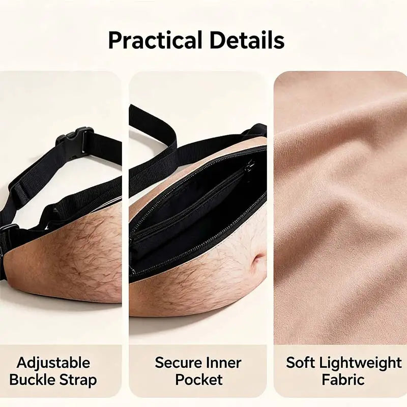 Funny Novelty Fake Belly Waist Pack — Humorous Simulation Dad Bod Gag Gift