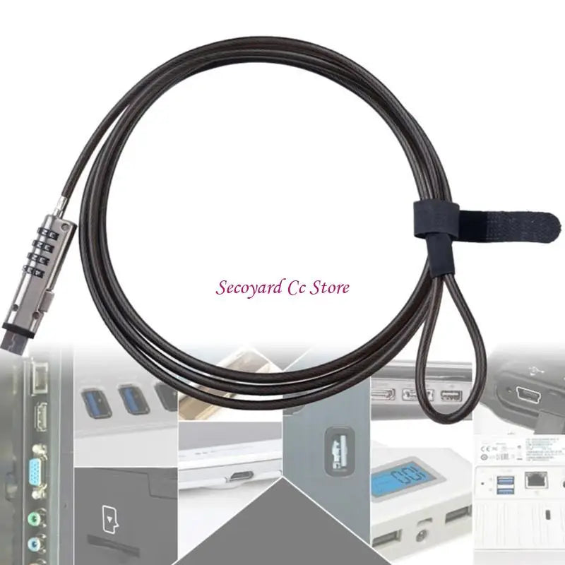 Universal USB Laptop Security Lock — Anti-Theft Cable with 4-Digit Combination