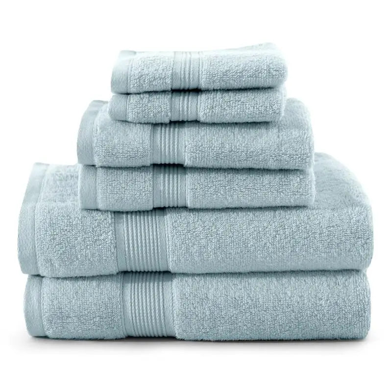 Premium 6-Piece Cotton Bath Towel Set — Soft Absorbent Zero Twist Weave