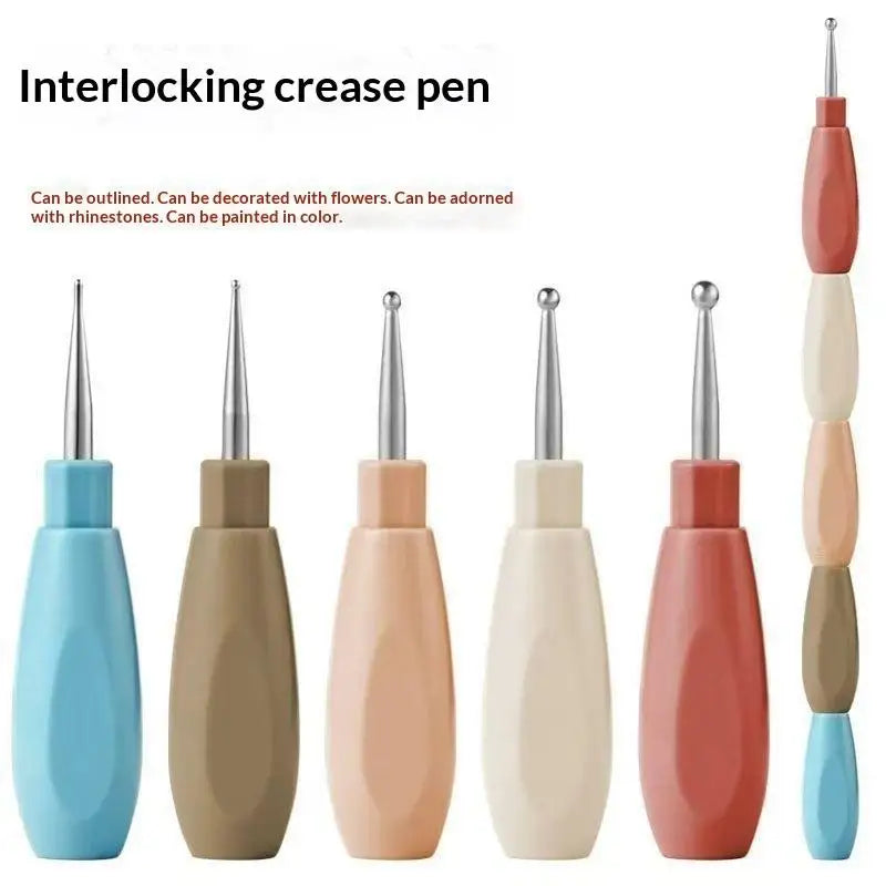 Nail Art Dotting Pen Kit — 5-Piece Interlocking Set for Precise DIY Crafting