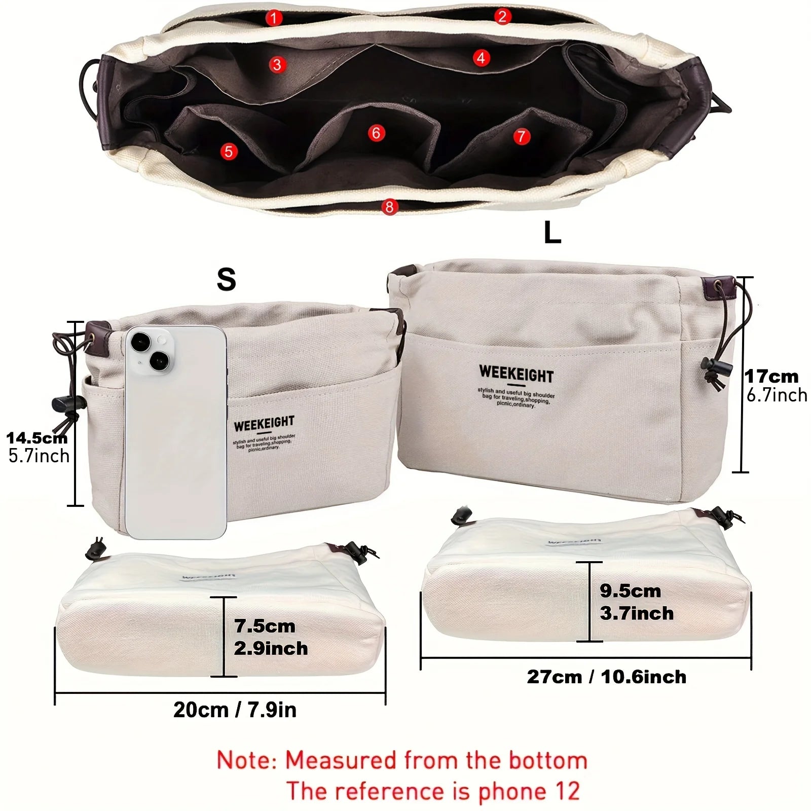 Canvas Drawstring Storage Bag — Multi-Pocket Portable Organizer