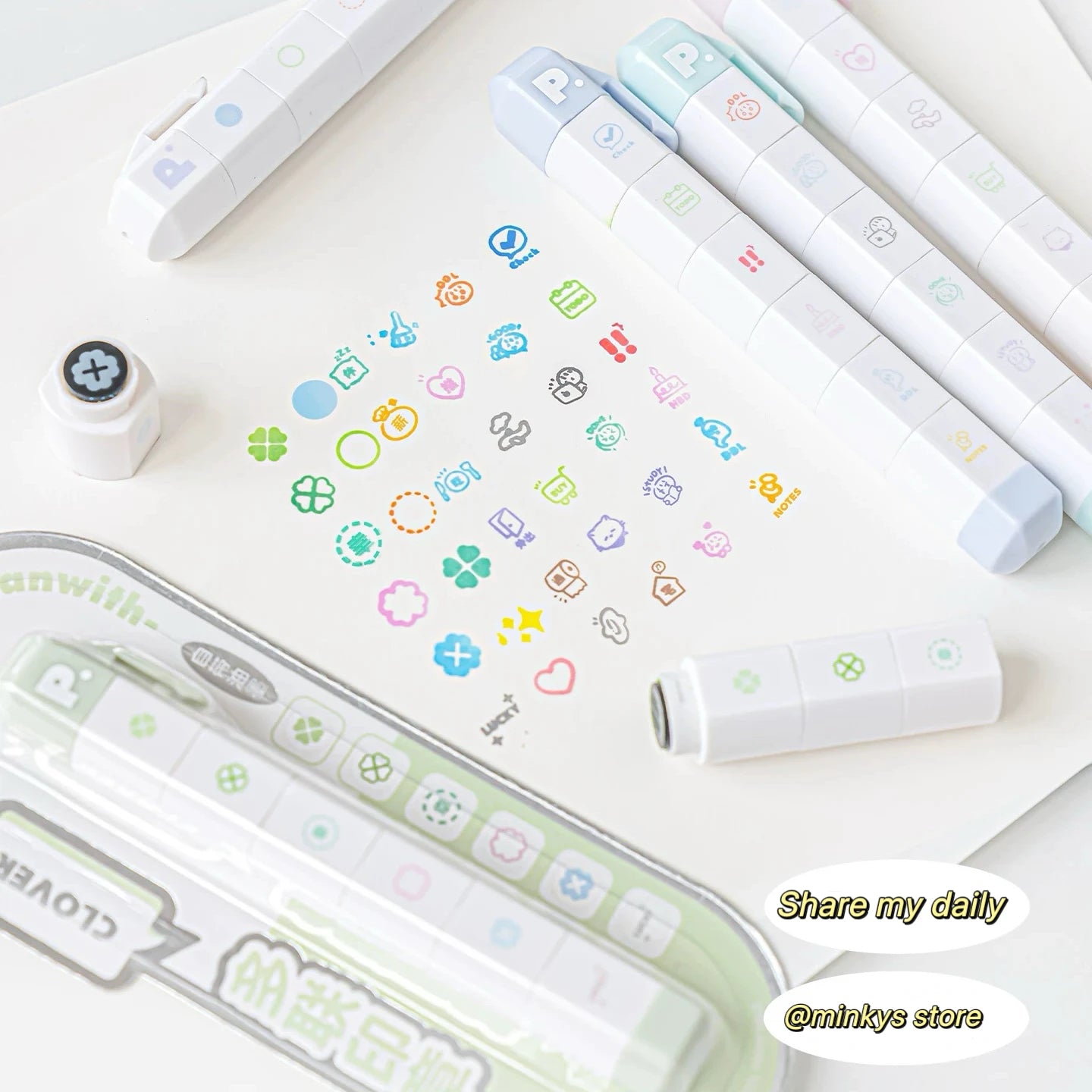 Cute Multi-Link Mood Stamp Set — Kawaii Journaling & Scrapbooking Kit