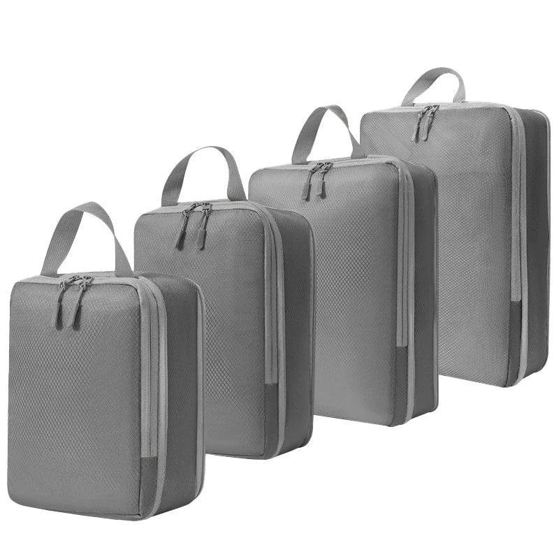 Compression Packing Cubes — Space-Saving Travel Organizers, Waterproof Nylon