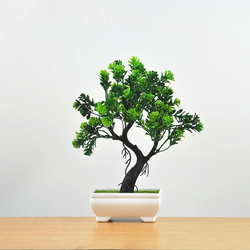 merylover Artificial Bonsai Tree — Potted Green Plant Decor for Home and Office