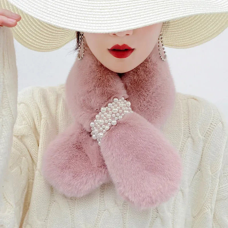 Faux Rabbit Fur Neck Scarf — Soft Plush Winter Warmer & Windproof Accessory
