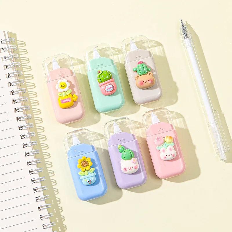 Mini Cartoon Style Correction Tape — 6-Pack Set for Students and Office Use