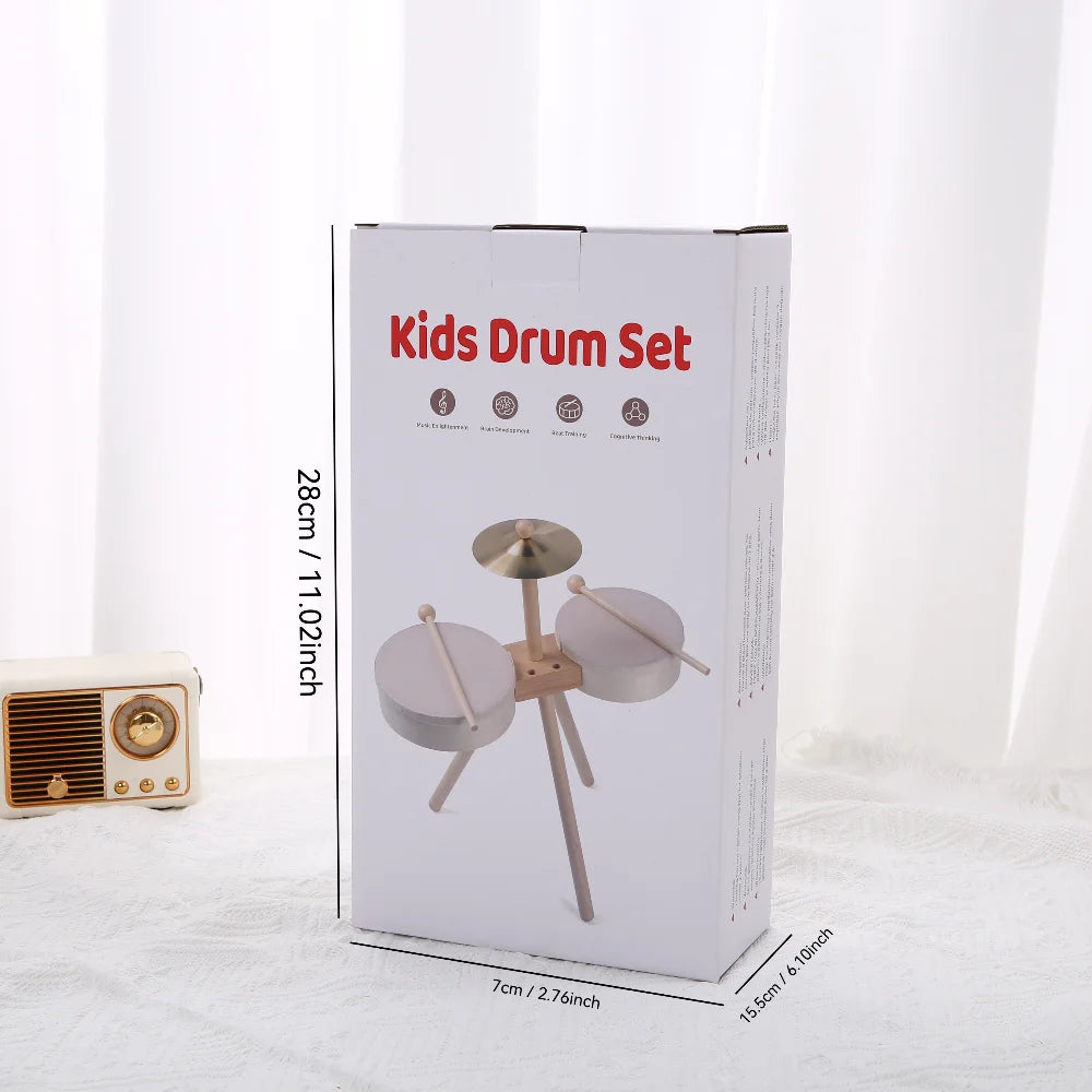Kids Wooden Drum Set — Educational Musical Percussion Toy