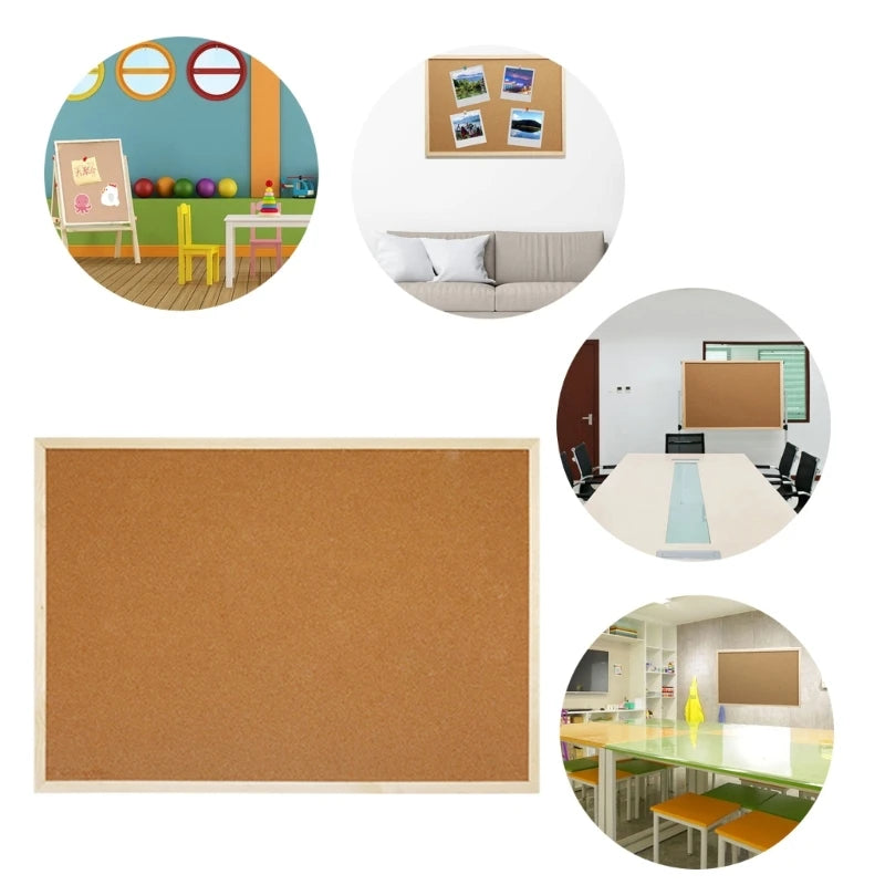 Double-Sided Cork Bulletin Board — Wooden Frame Display for Home or Office