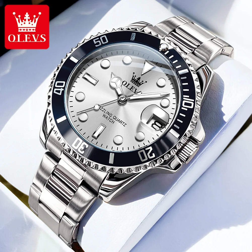 OLEVS 5885 Men's Business Watch — Stainless Steel Quartz Wristwatch