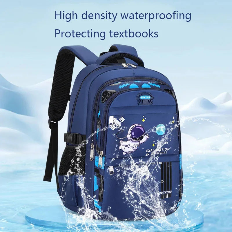 Astronaut Print Kids Backpack — Waterproof School Bag for Boys